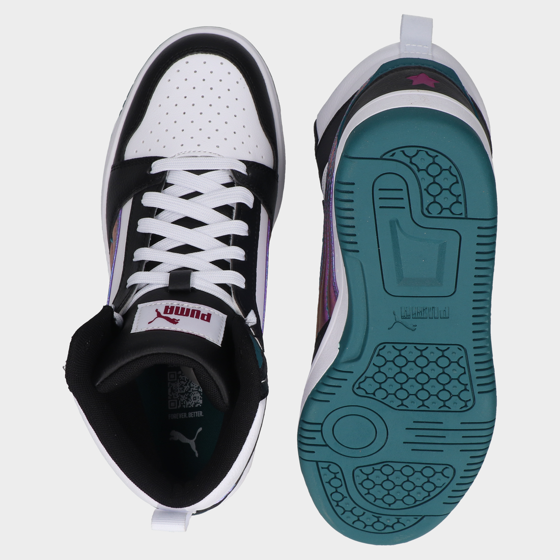 Tenis Puma Rebound V6 Mid Bouncy Sky Jr Juvenil 102-Pum-39872502 Bco/Ngo