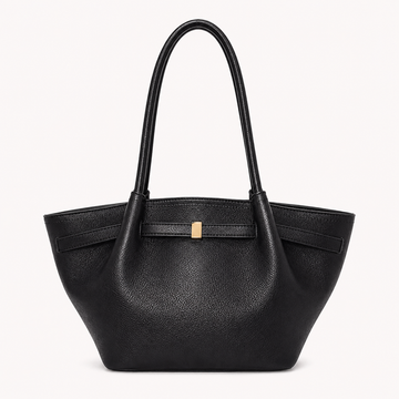 Bolsa tote estructurada con detalle metálico color negro