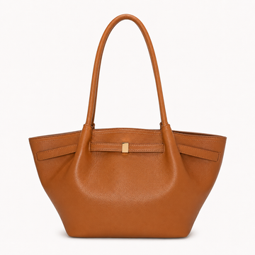 Bolsa tote estructurada con detalle metálico color café