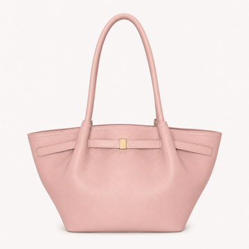 Bolsa tote estructurada con detalle metálico color rosa