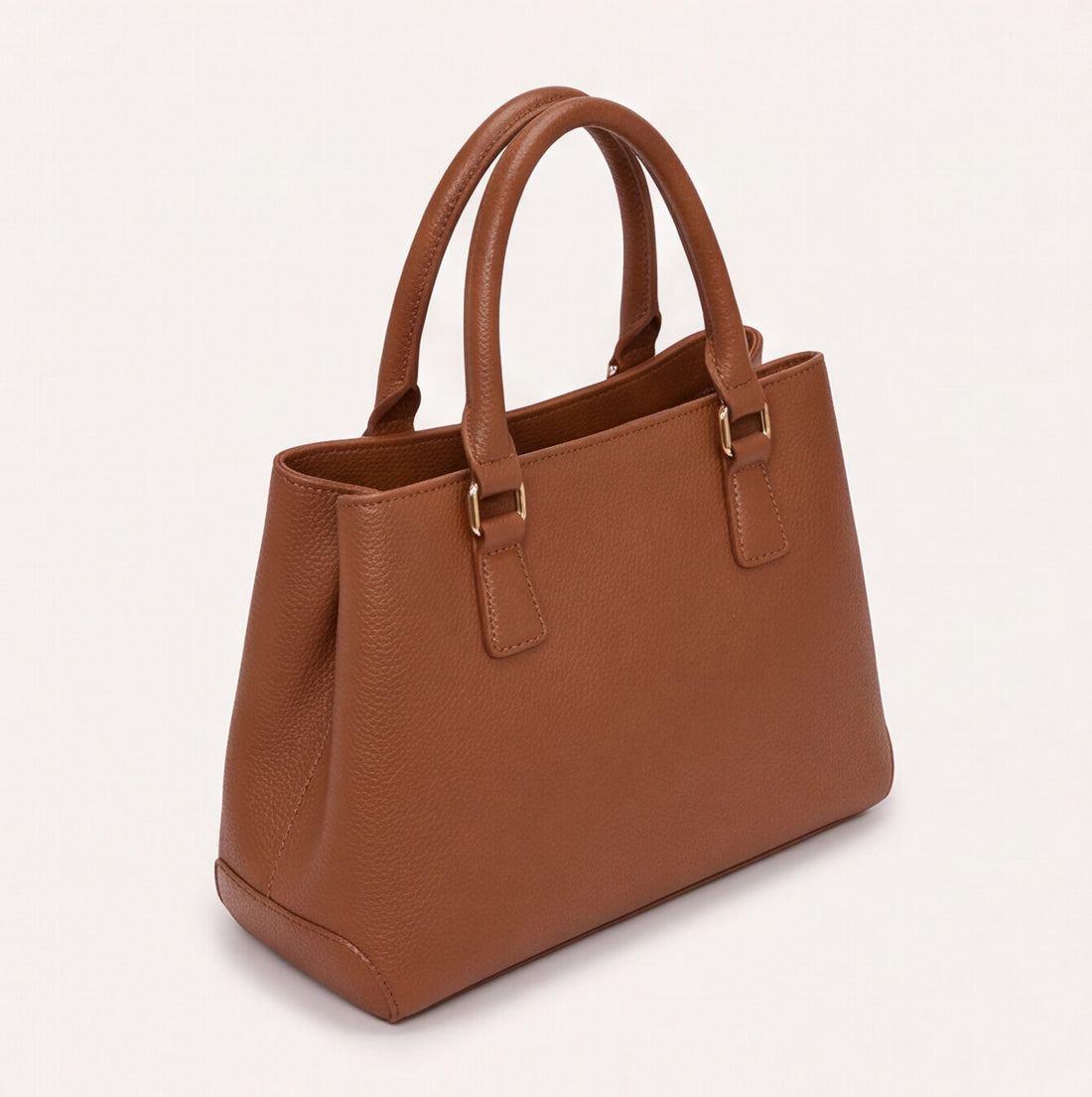 Bolsa tote estructurada de doble asa color café