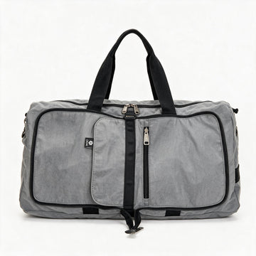 Maleta deportiva vertical con cuatro compartimentos color gris