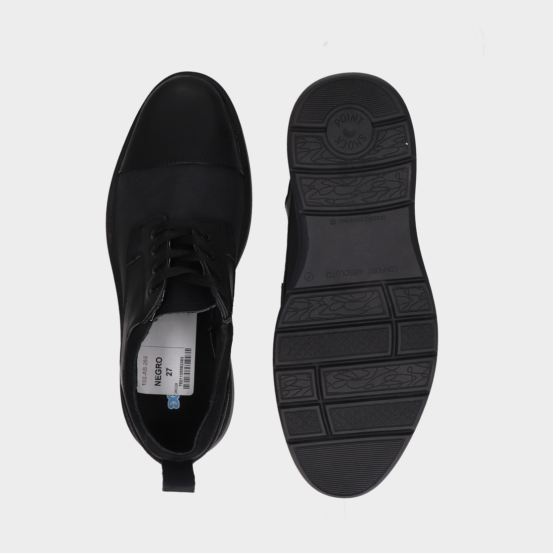 Zapato casual de agujeta negro