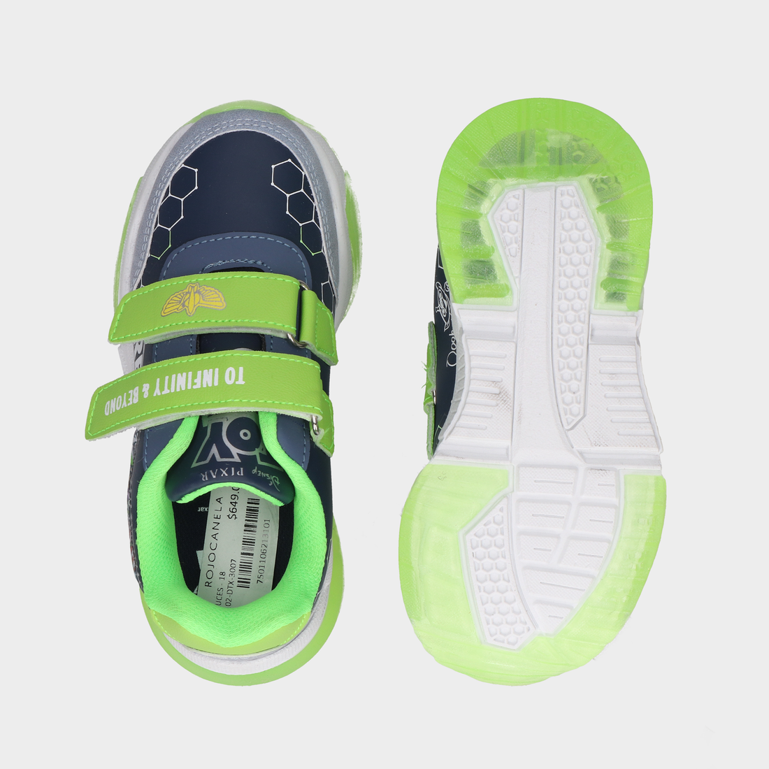 Tenis casuales con luces led verde y azul