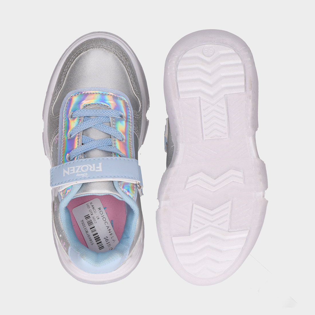Tenis casuales con acabado tornasol para niña