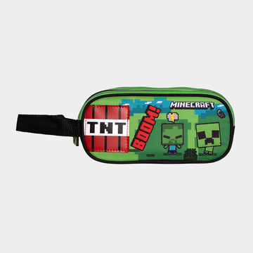 Estuche Minecraft infantil con doble compartimento y diseño TNT Creeper