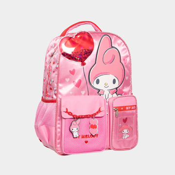 Mochila infantil My Melody con bolsillo frontal y detalle de corazón shaker