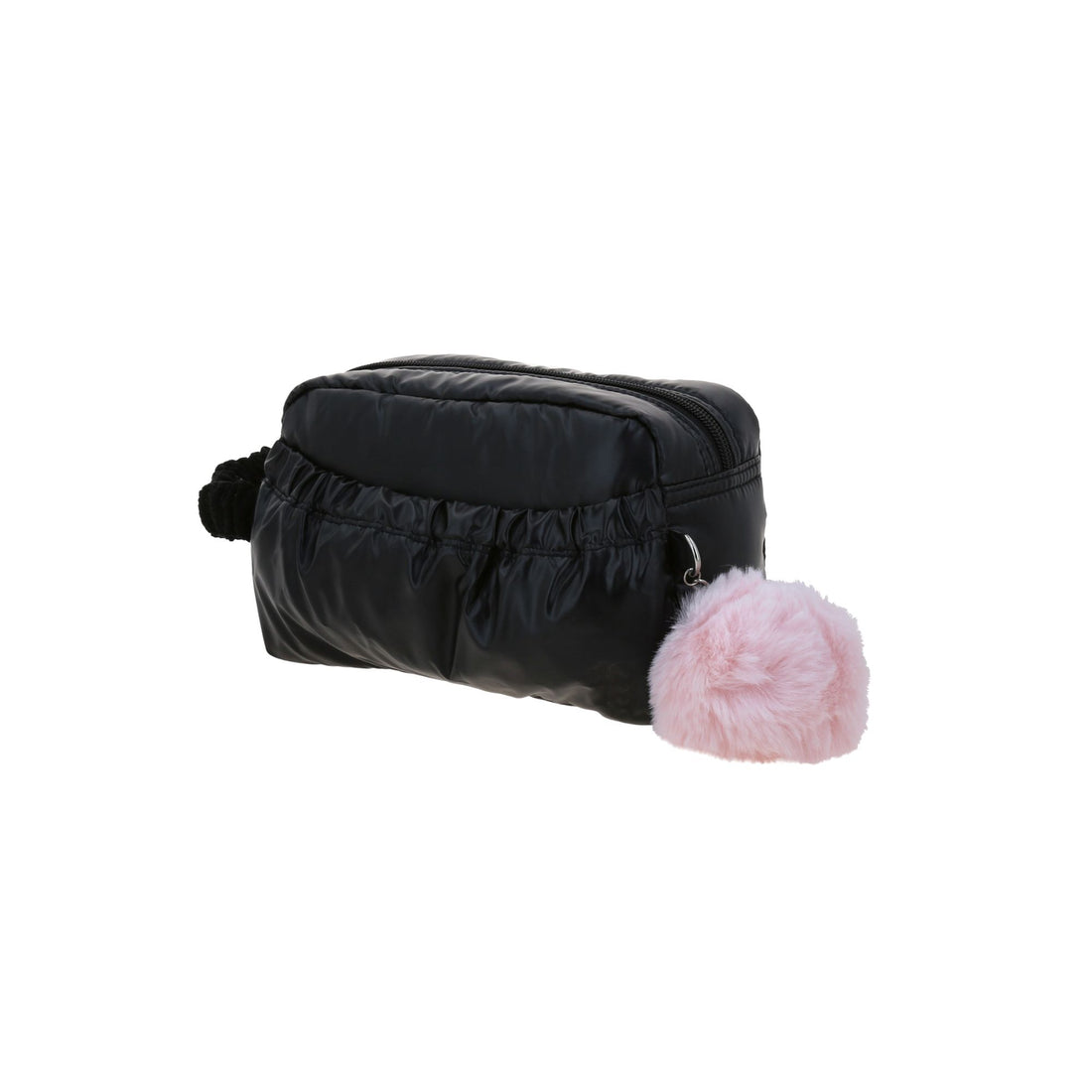 Lapicera escolar negra con pompón rosa