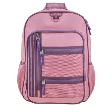 Mochila grande pink para primaria y secundaria con múltiples compartimentos en rosa