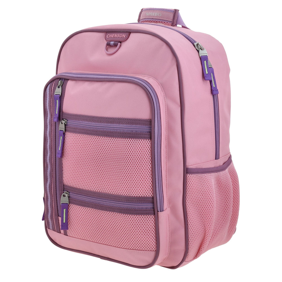 Mochila grande pink para primaria y secundaria con múltiples compartimentos en rosa