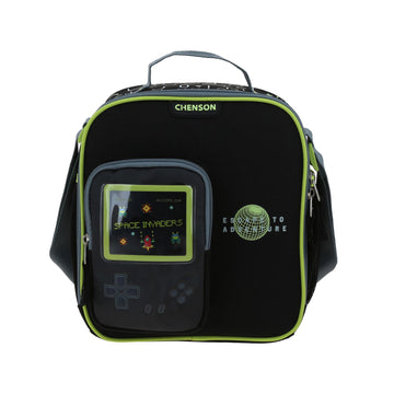 Lonchera escolar para primaria con diseño gamer y compartimento frontal