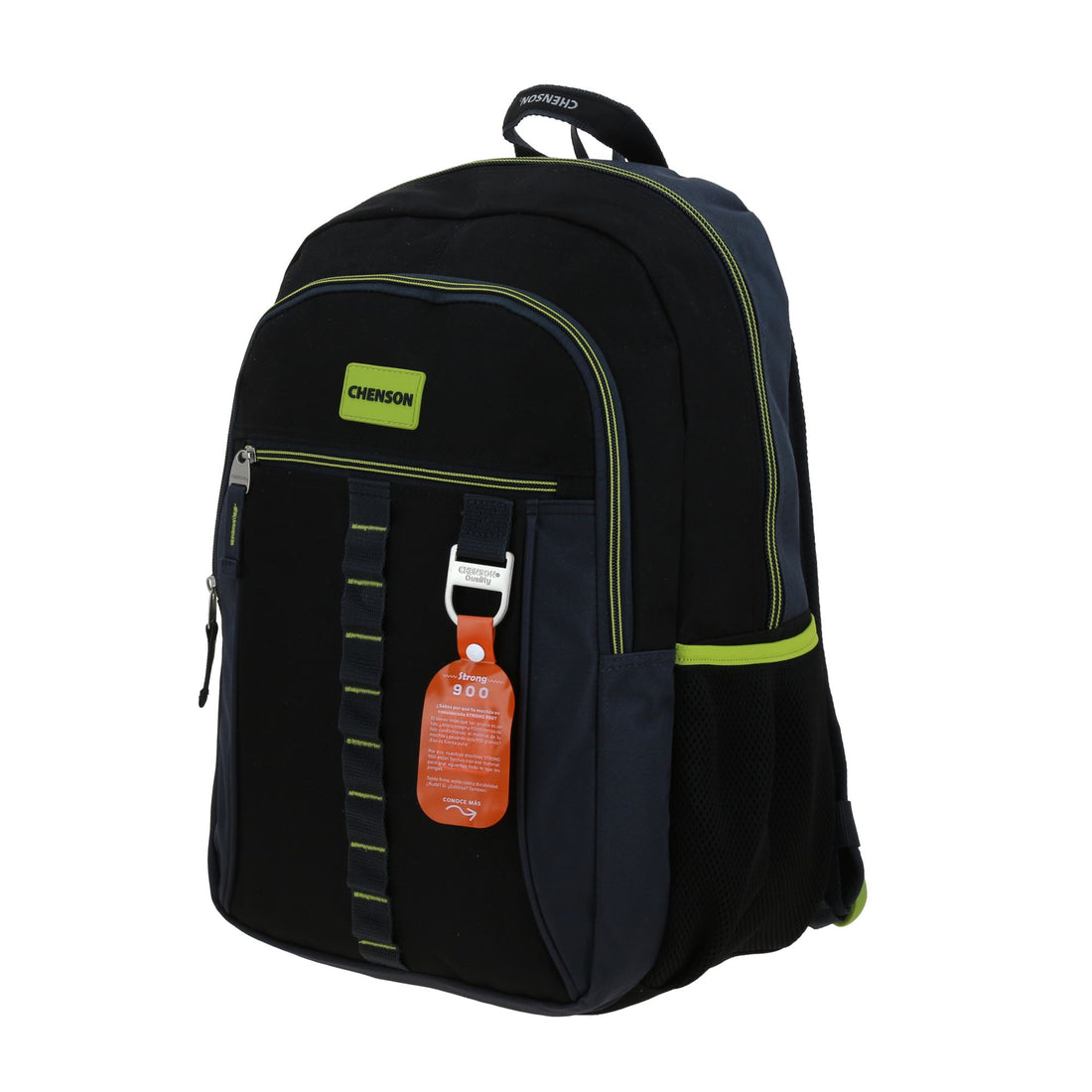Mochila grande para secundaria con múltiples compartimentos en negro