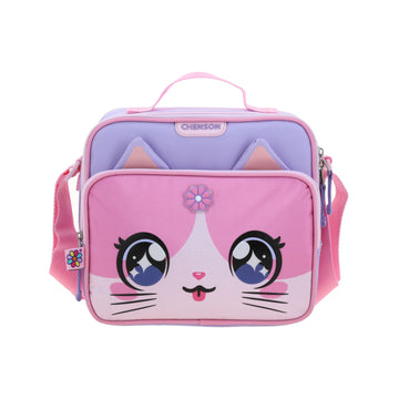 Lonchera escolar para primaria de gatito con asa y correa ajustable