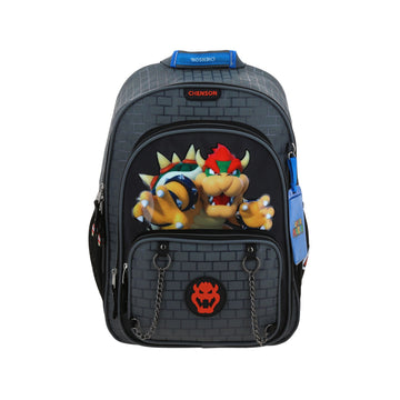 Mochila grande para primaria de Bowser con múltiples compartimentos