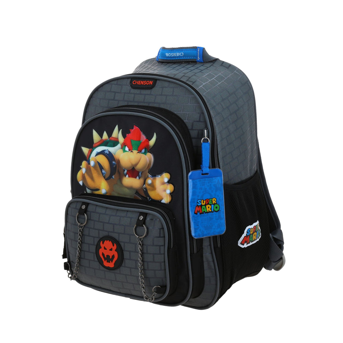 Mochila grande para primaria de Bowser con múltiples compartimentos