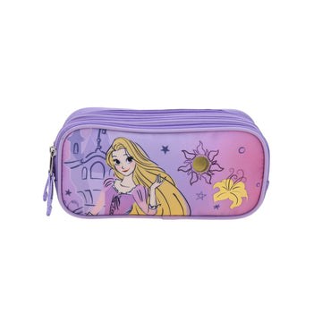 Lapicera escolar para primaria Rapunzel triple compartimento