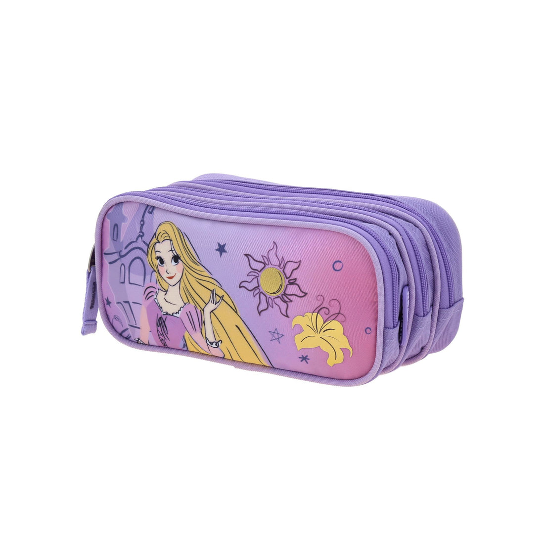 Lapicera escolar para primaria Rapunzel triple compartimento
