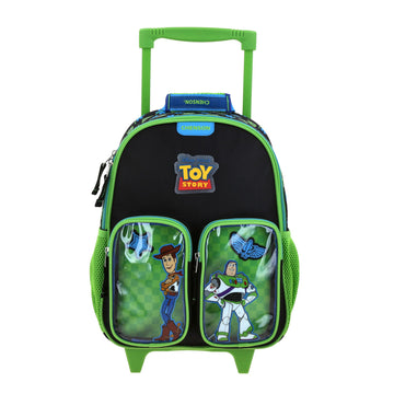 Mochila con ruedas tamaño kínder de Toy Story con bolsillos frontales