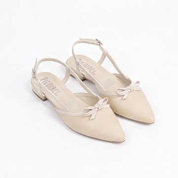 Zapatillas Destalonadas Color Maquillaje con Moño Decorativo para Mujer