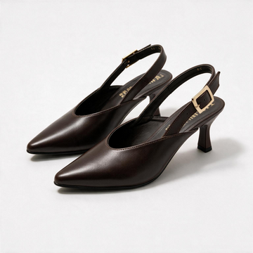 Zapato slingback moka Piedibei de tacón kitten con punta fina