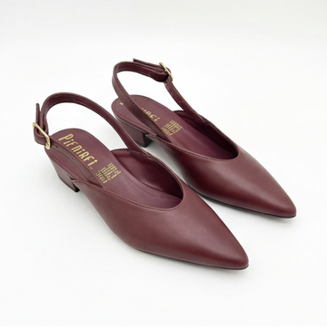 Zapatilla destalonada color merlot con punta fina Piedibei