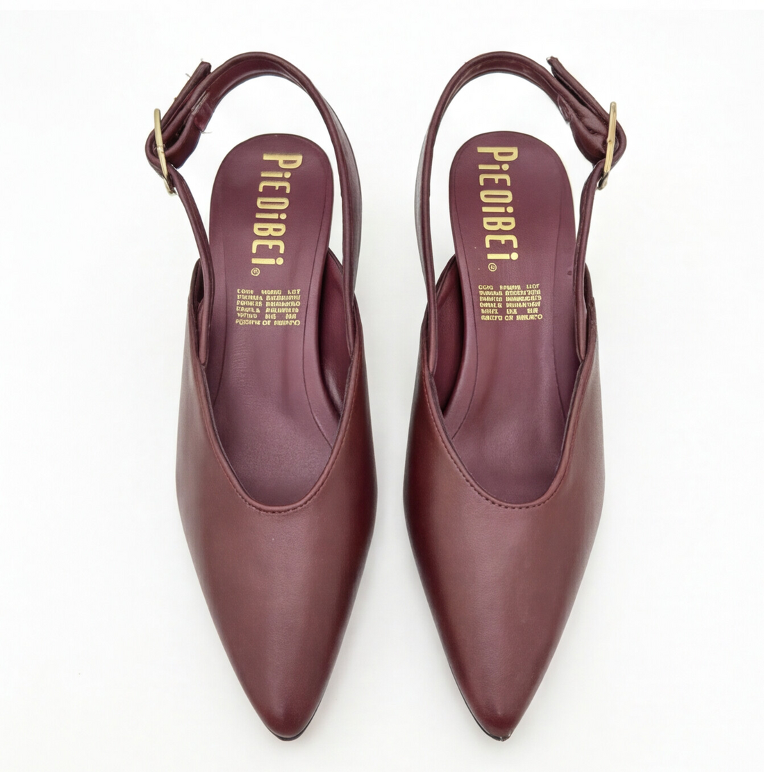 Zapatilla destalonada color merlot con punta fina Piedibei