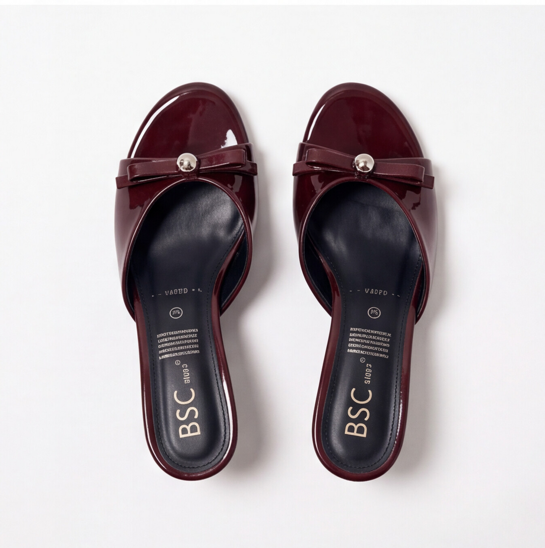 Sandalia merlot de charol kitten heel