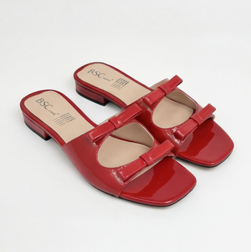 Sandalia plana color carmín con tiras delgadas BSC Shoes