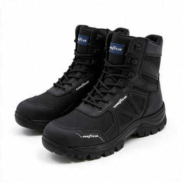 Bota de trabajo Goodyear Reliant negra de piel con suela de hule y PU