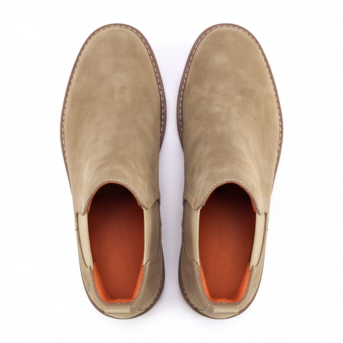 Botín Triples Enzo beige de gamuza estilo Chelsea casual