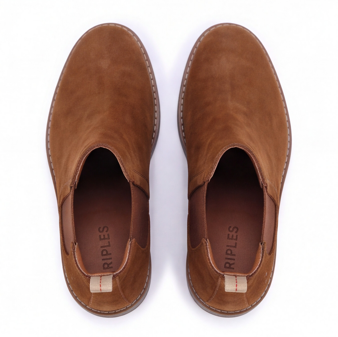 Botín Triples Enzo canela de gamuza estilo Chelsea casual
