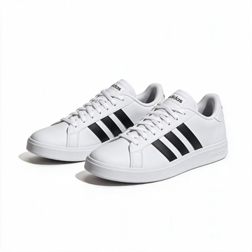 Tenis Adidas Grand Court blancos con franjas negras