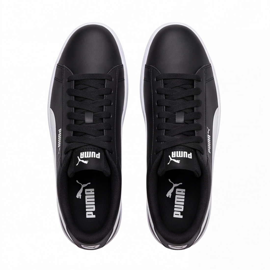 Tenis Puma Smash 3.0 negros con franja blanca