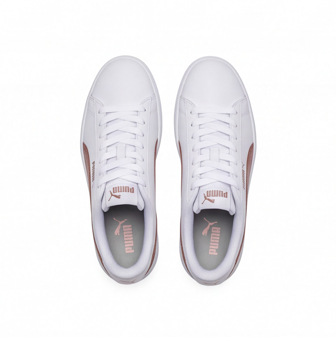 Tenis Puma Rickie Classic JR blancos con detalle oro rosa