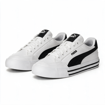 Tenis Puma Court Classic Vulc blancos con plataforma rayada