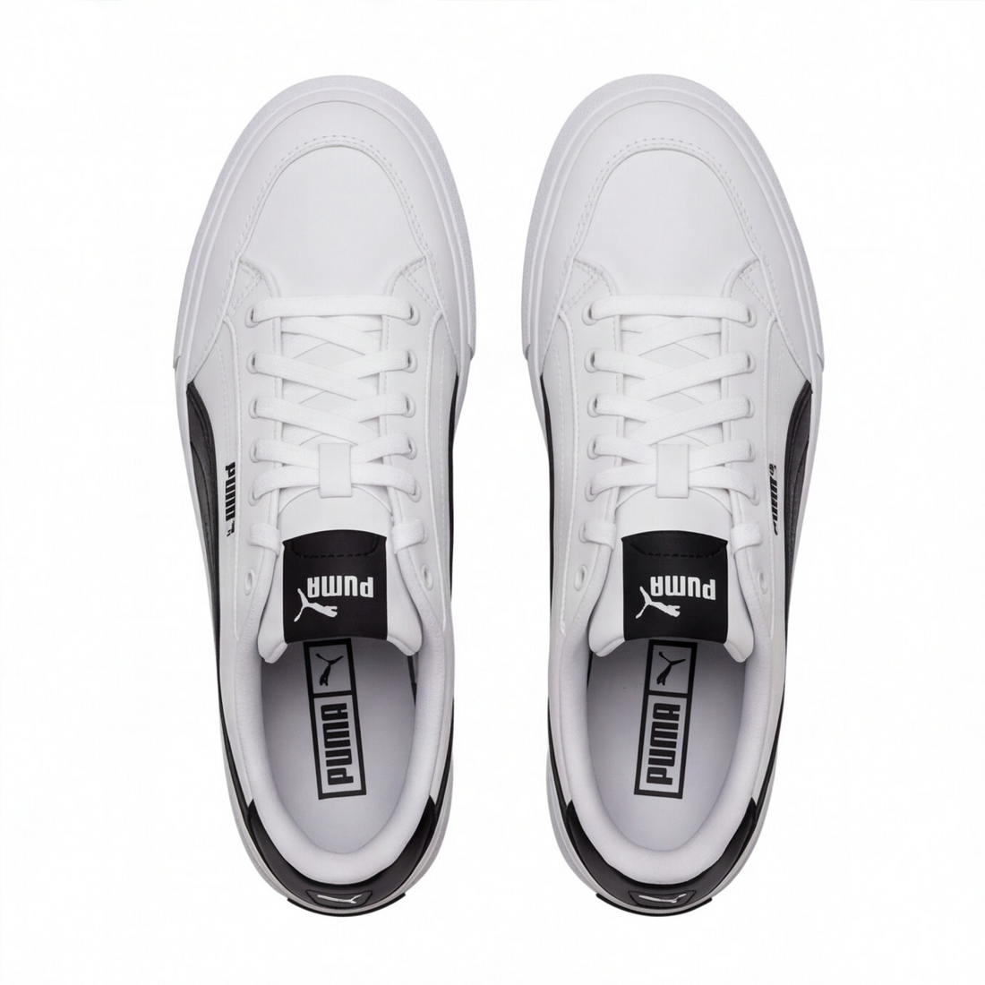 Tenis Puma Court Classic Vulc blancos con plataforma rayada