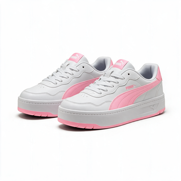 Tenis Puma Court Lally Skye blancos con detalles rosa