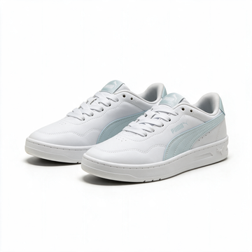 Tenis Puma Court Lally JR blancos con detalle azul claro
