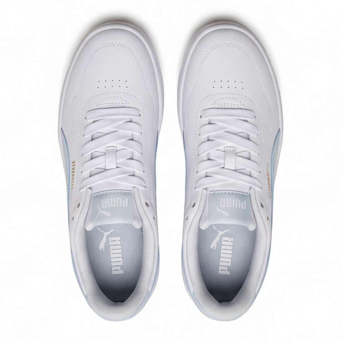 Tenis Puma Court Lally JR blancos con detalle azul claro