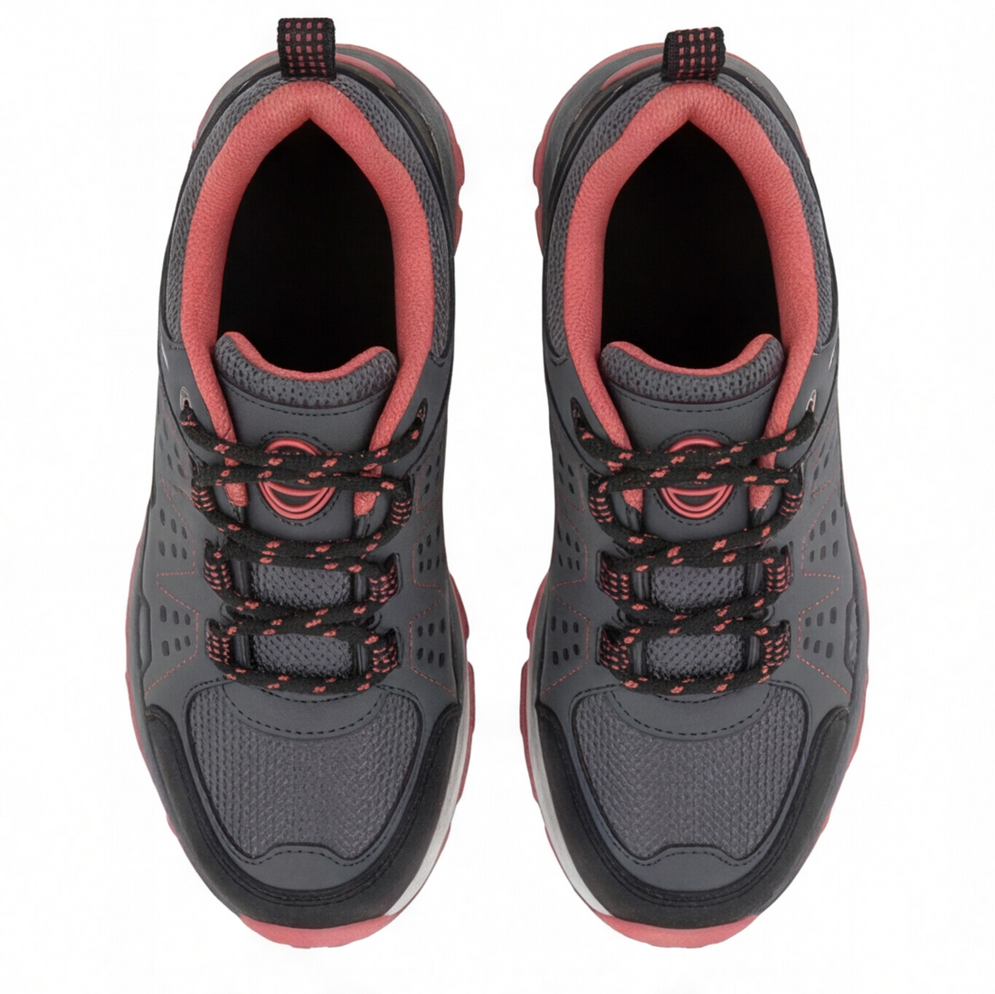 Tenis outdoor infantil color gris con contraste rojo Beppi