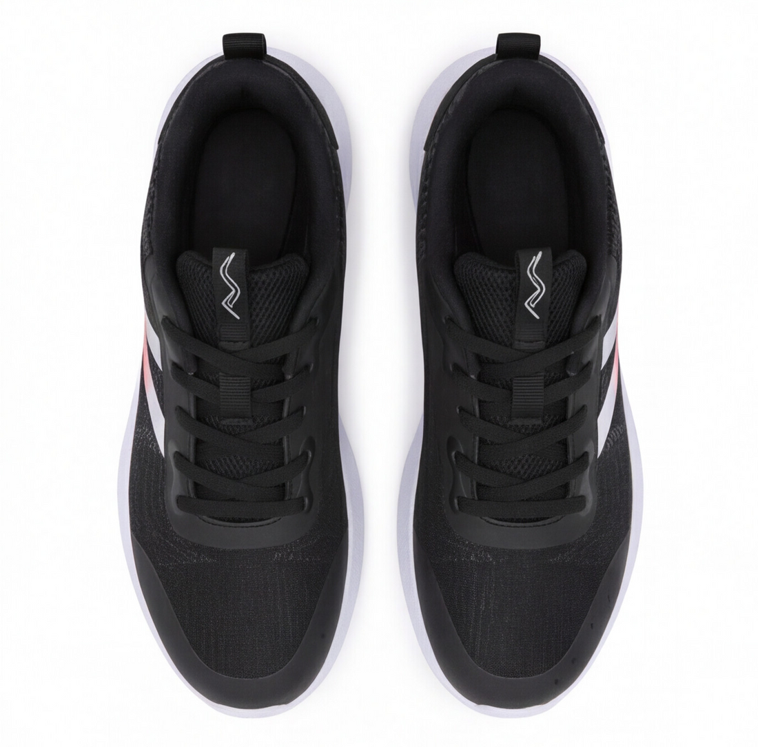 Tenis deportivo color negro con contraste coral Beppi