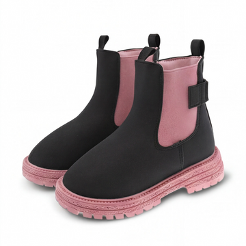 Bota Chelsea infantil color negro con detalle rosa Beppi