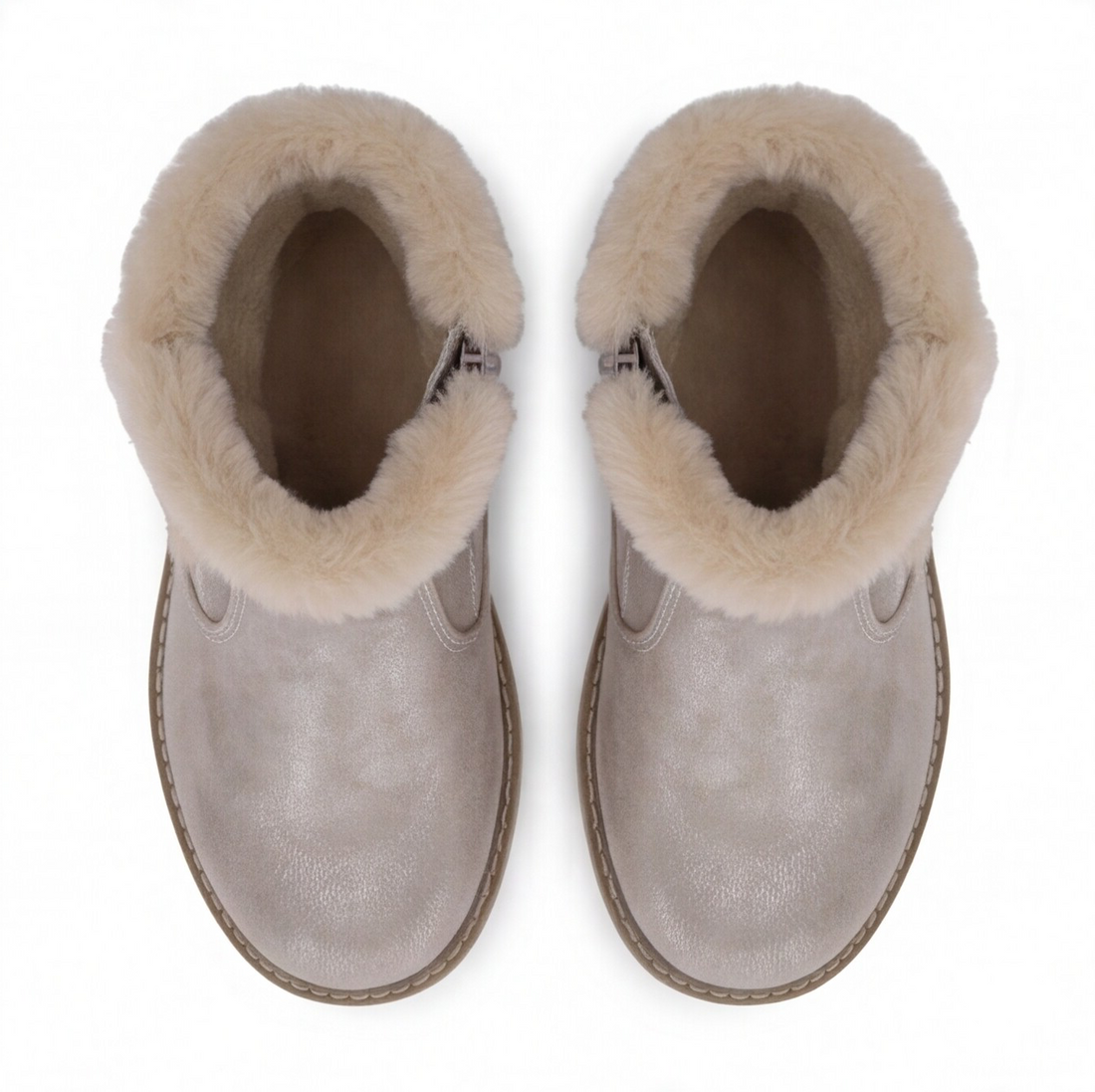 Bota infantil color oro con detalle afelpado Beppi