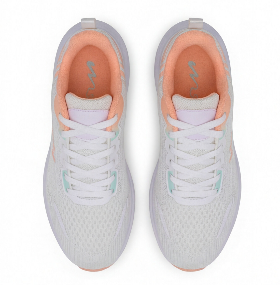Tenis deportivo color blanco con detalles aqua y durazno Beppi