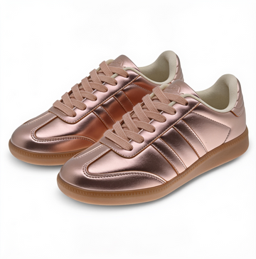 Tenis casual color bronce con acabado metálico Beppi