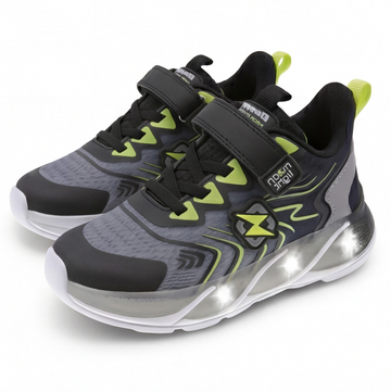 Tenis infantil color negro con luces y ajuste de velcro Beppi