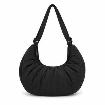 Bolsa hobo fruncida con correa ajustable color negro