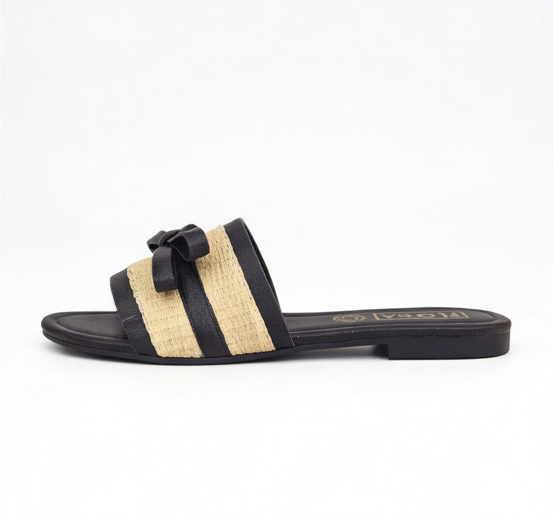 Sandalia slide con lazo negro