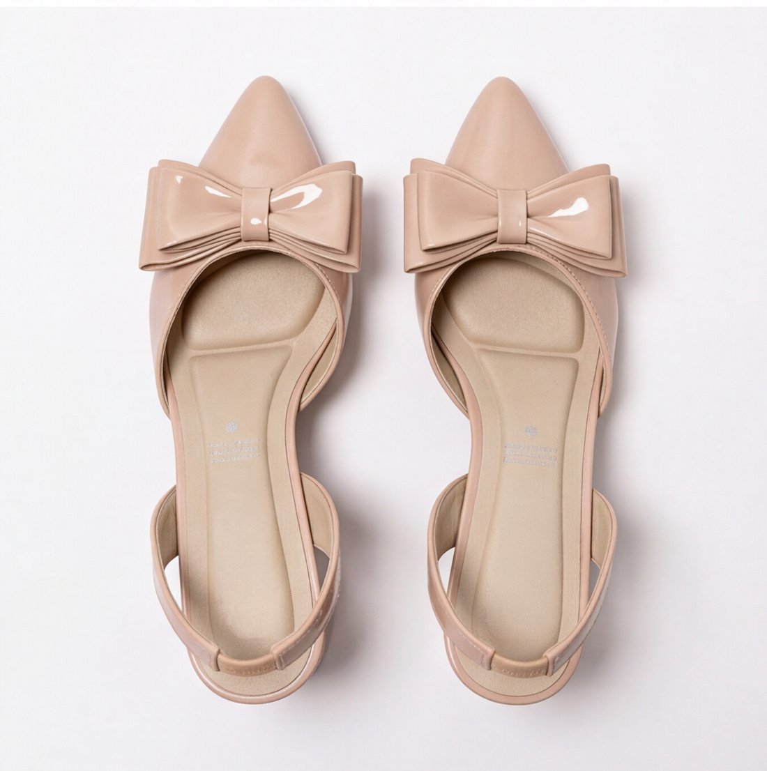 Zapatilla slingback charol maquillaje con moño y tacón bloque