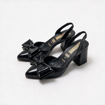 Zapatilla moño slingback charol negro